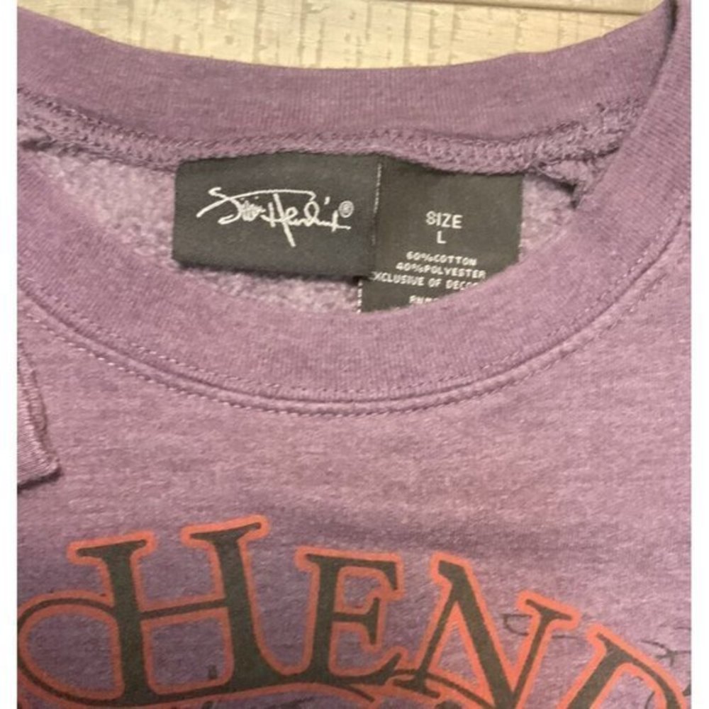 Jimi Hendrix Cropped Womens Large Purple Full Graphic Print Crew Neck Sweatshirt - Picture 6 of 10